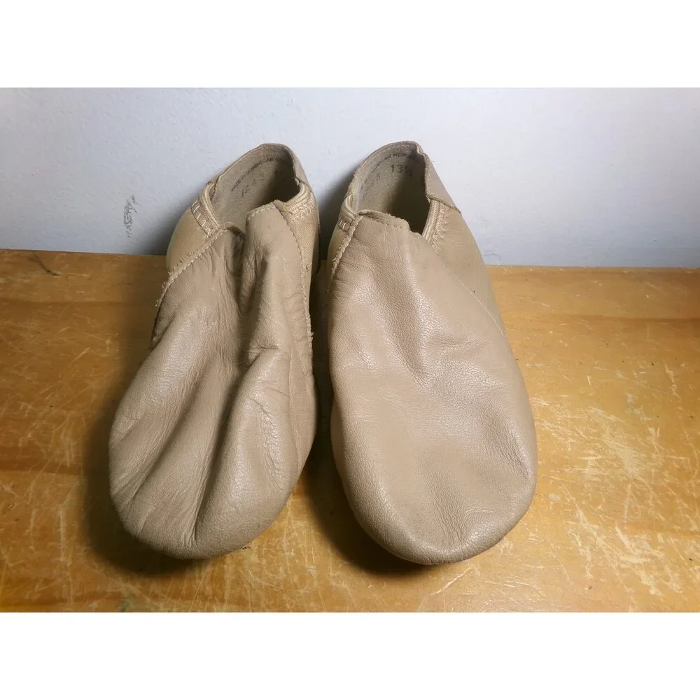 Pre-Owned Dance Jazz Shoes So Danca JZ43 Child 13.5M Tan Pull On Leather Split